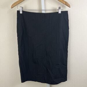 Saba Wool Blend Pinstripe Pencil Skirt Womens 10 Italian Fabric Black